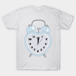 sky blue heart shaped alarm clock aesthetic dollette coquette T-Shirt